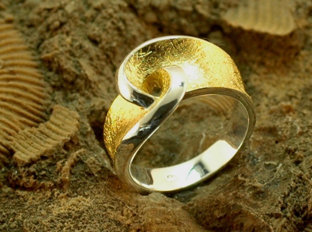 Silber-Ring geschwungen vergoldet